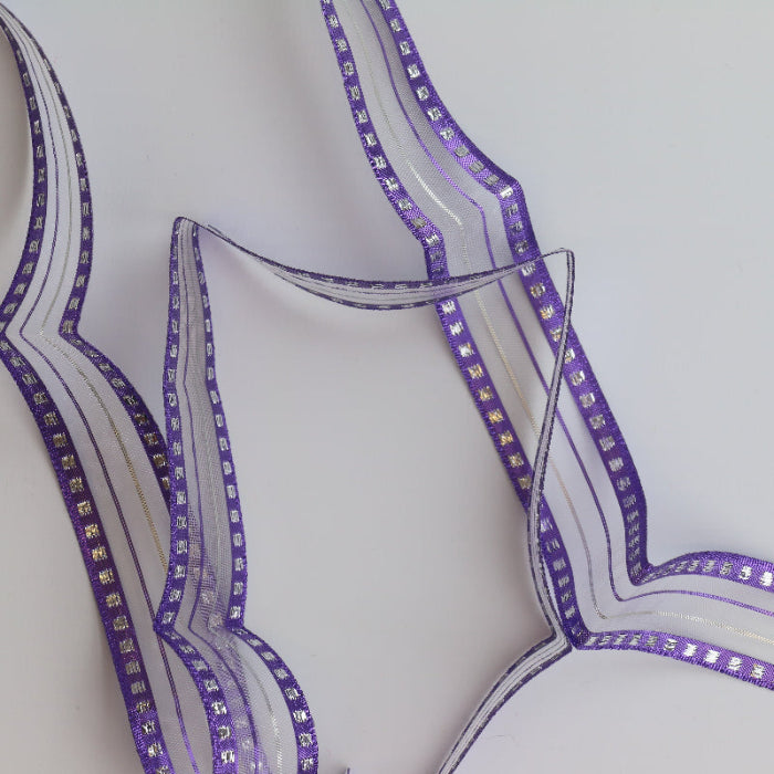 Purple & Silver Patterned Ribbon