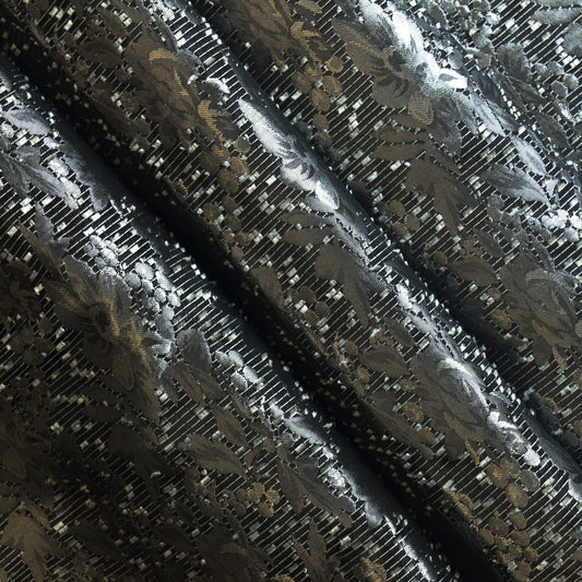Silver & Black Jacquard fabric gently folded