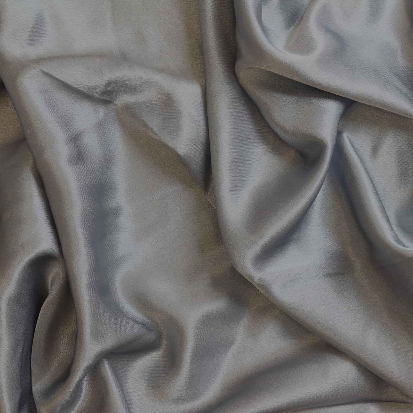 Steel gray polyester satin sewing fabric showing drape and sheen