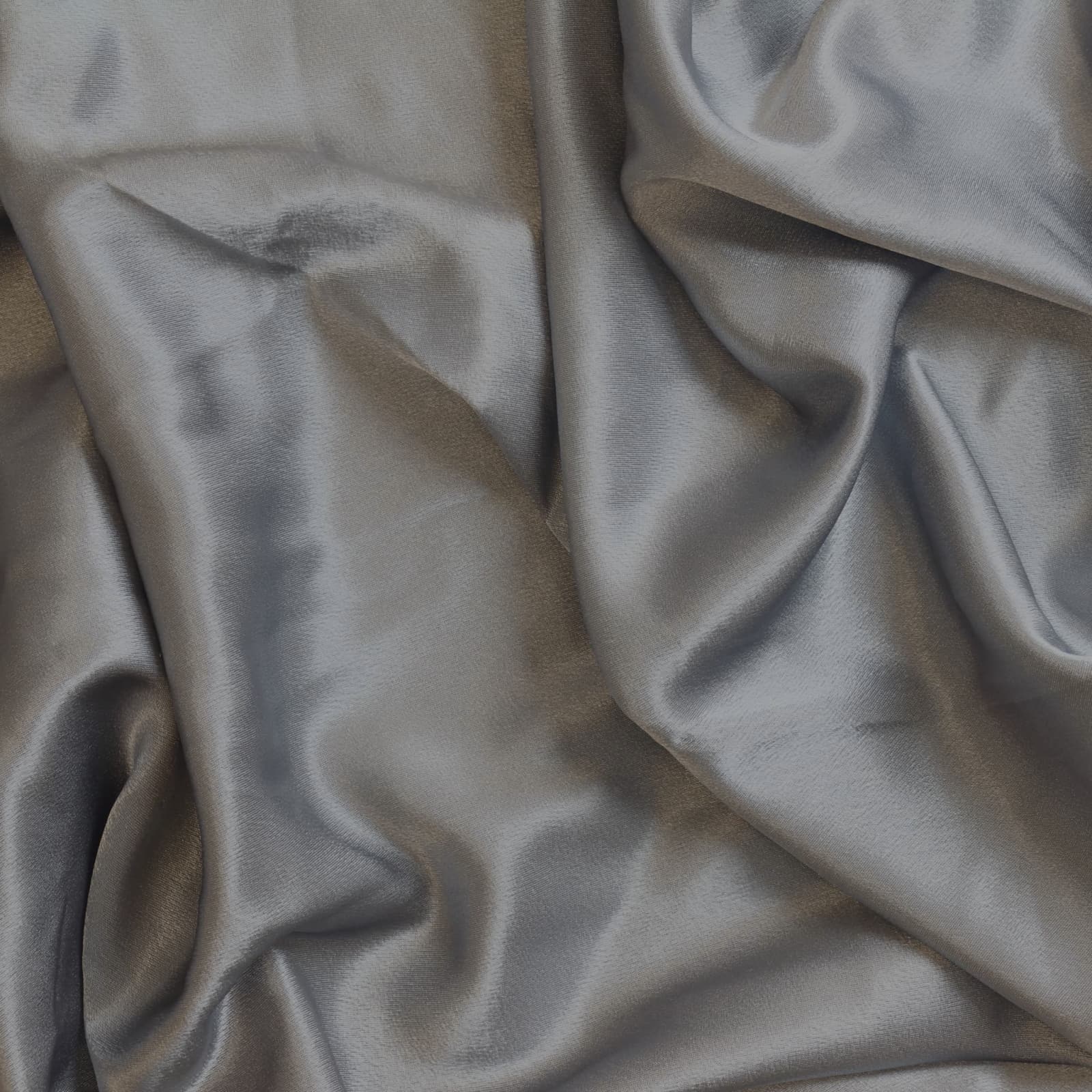 Steel gray polyester satin sewing fabric showing drape and sheen
