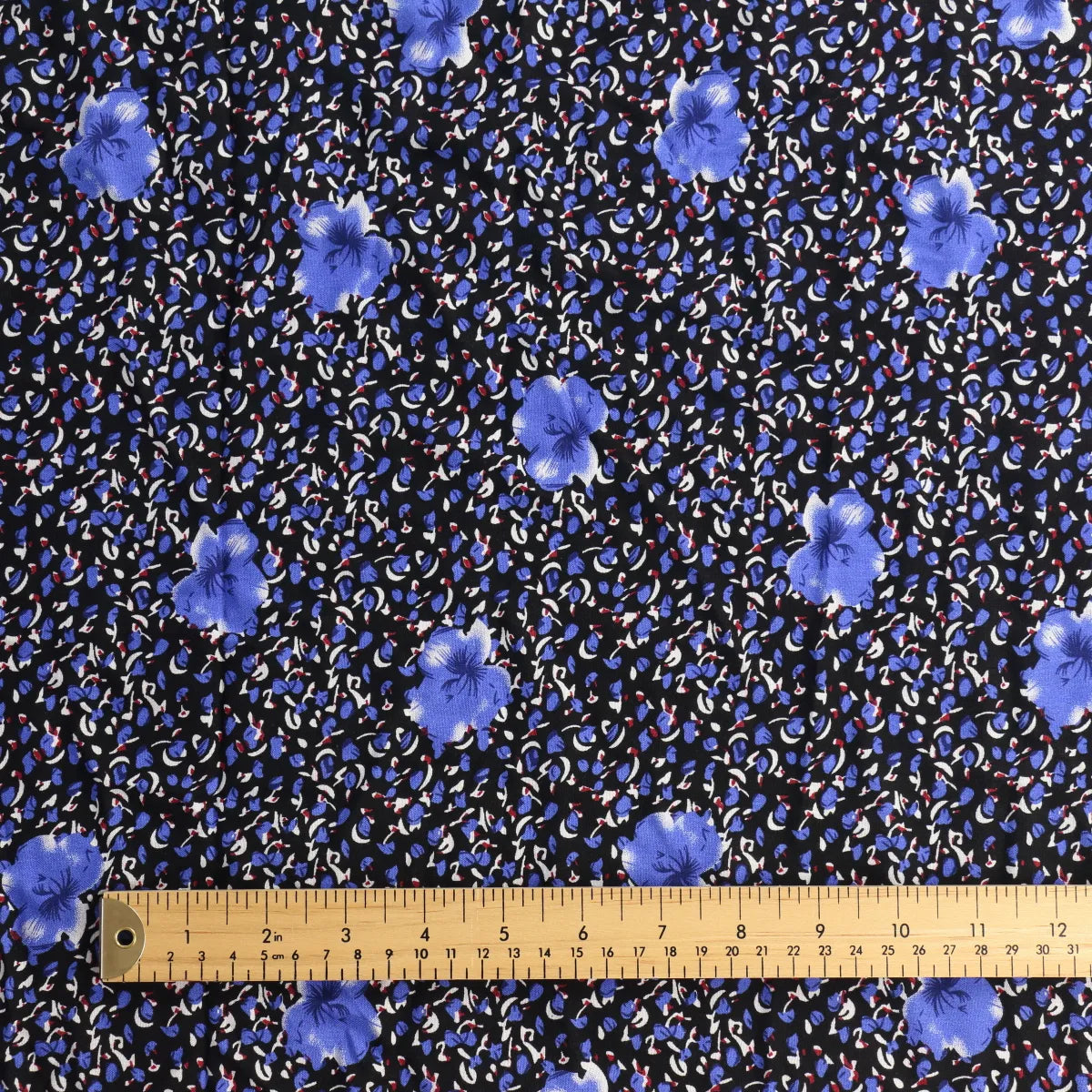 Black & Blue Floral Viscose from LifeCraft Studio