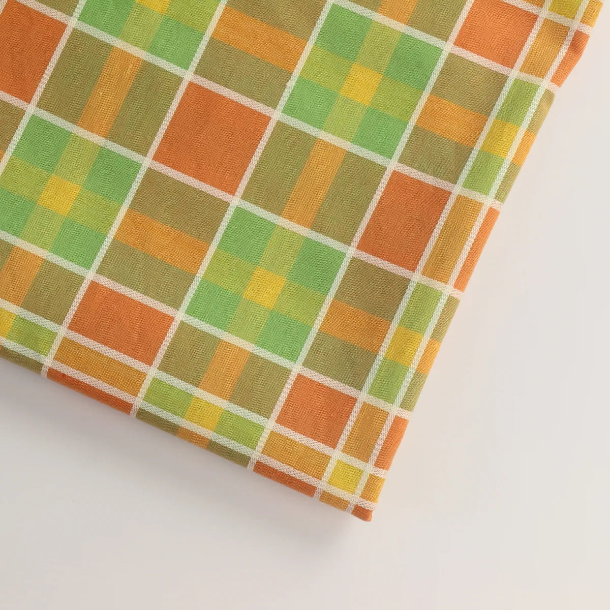 Orange, Green & Yellow Madras Check Cotton from LifeCraft Studio
