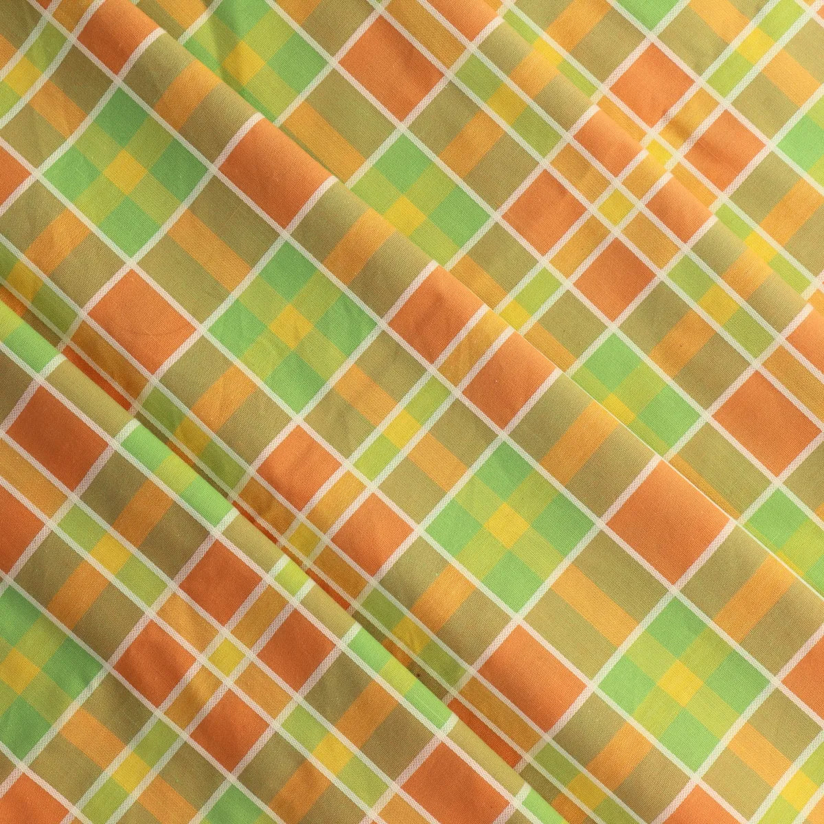 Orange, Green & Yellow Madras Check Cotton from LifeCraft Studio