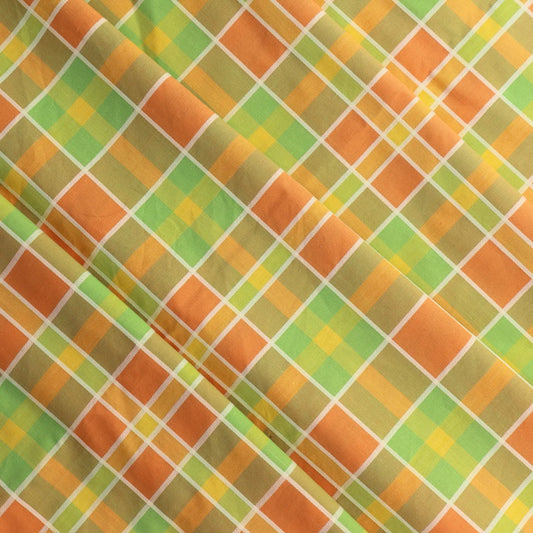 Orange, Green & Yellow Madras Check Cotton from LifeCraft Studio