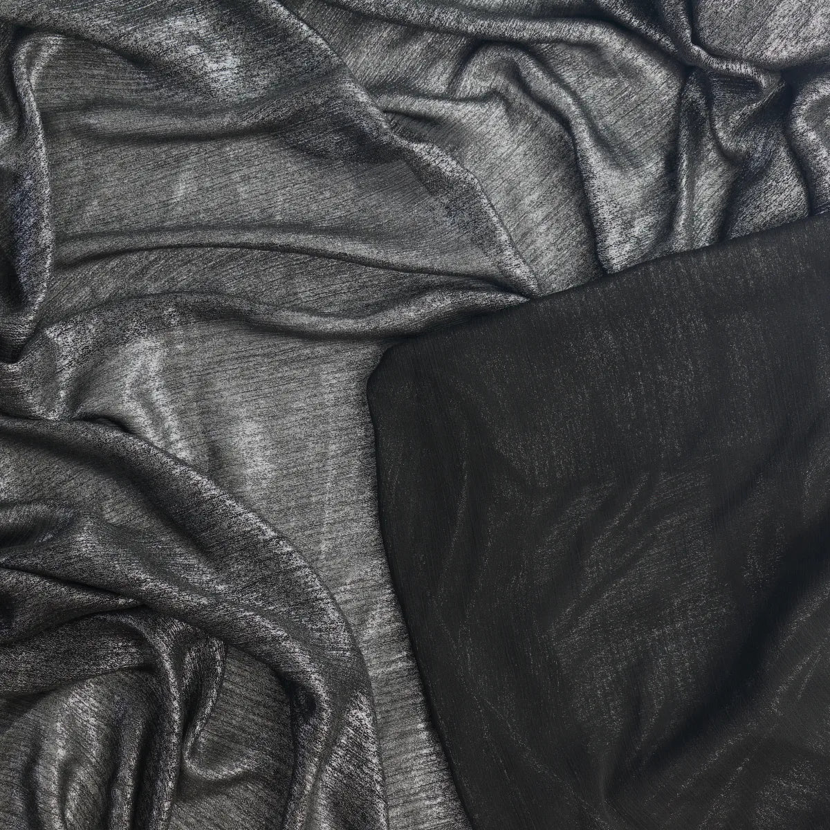 Metallic Silver & Black Polyester Chiffon from LifeCraft Studio