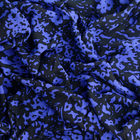 Black & Blue Floral Viscose Twill from LifeCraft Studio