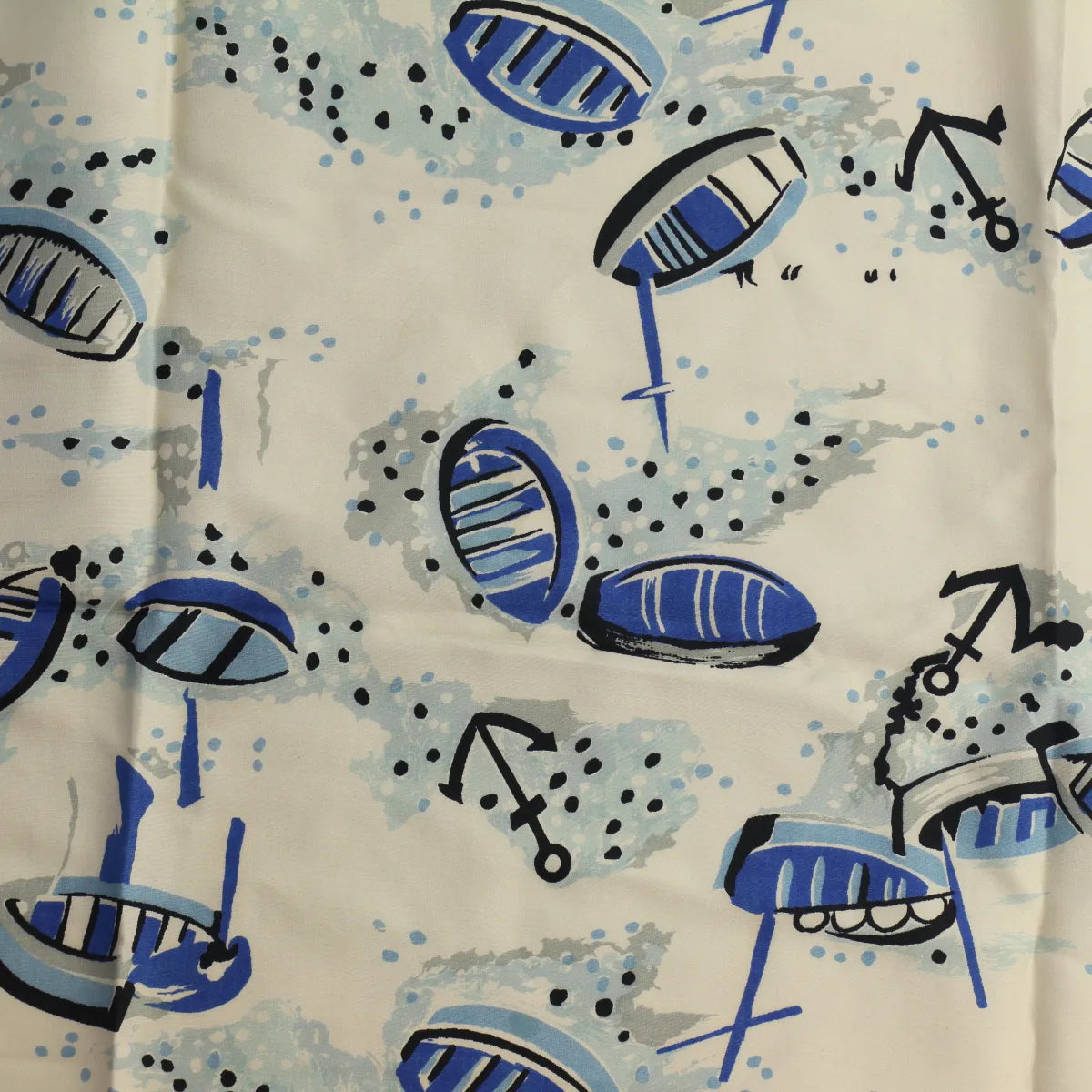 Off-White & Blue Boat Print Silk Batiste from LifeCraft Studio