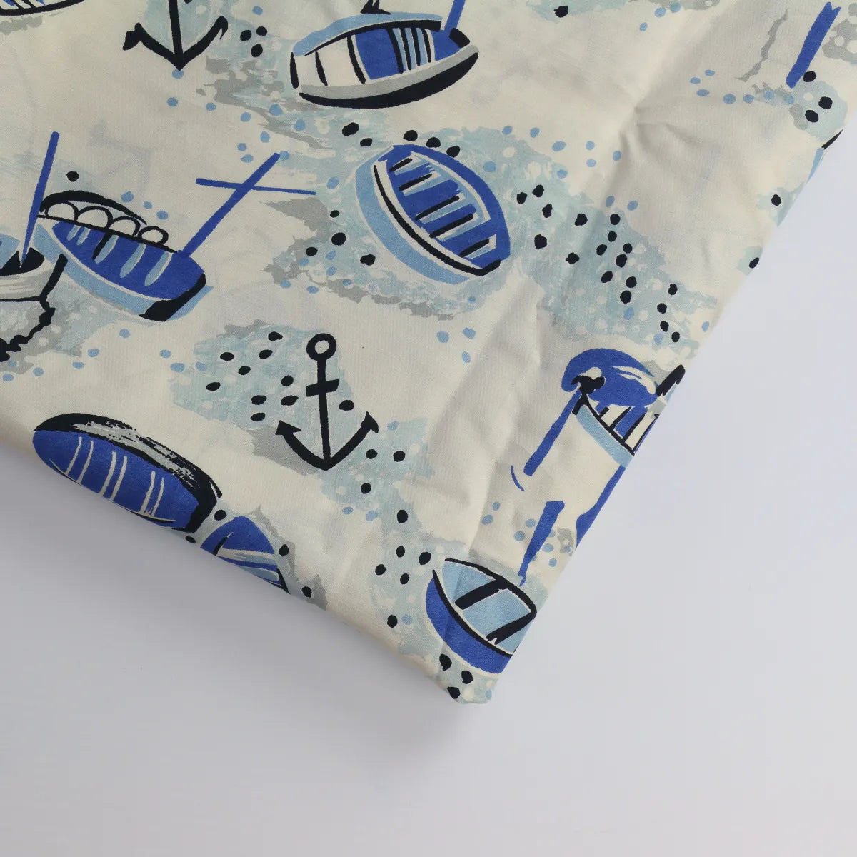 Off-White & Blue Boat Print Silk Batiste from LifeCraft Studio