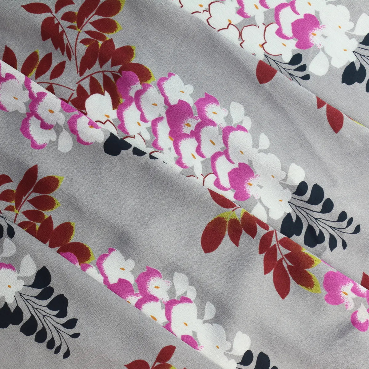 Silver Floral Polyester Crepe De Chine from LifeCraft Studio