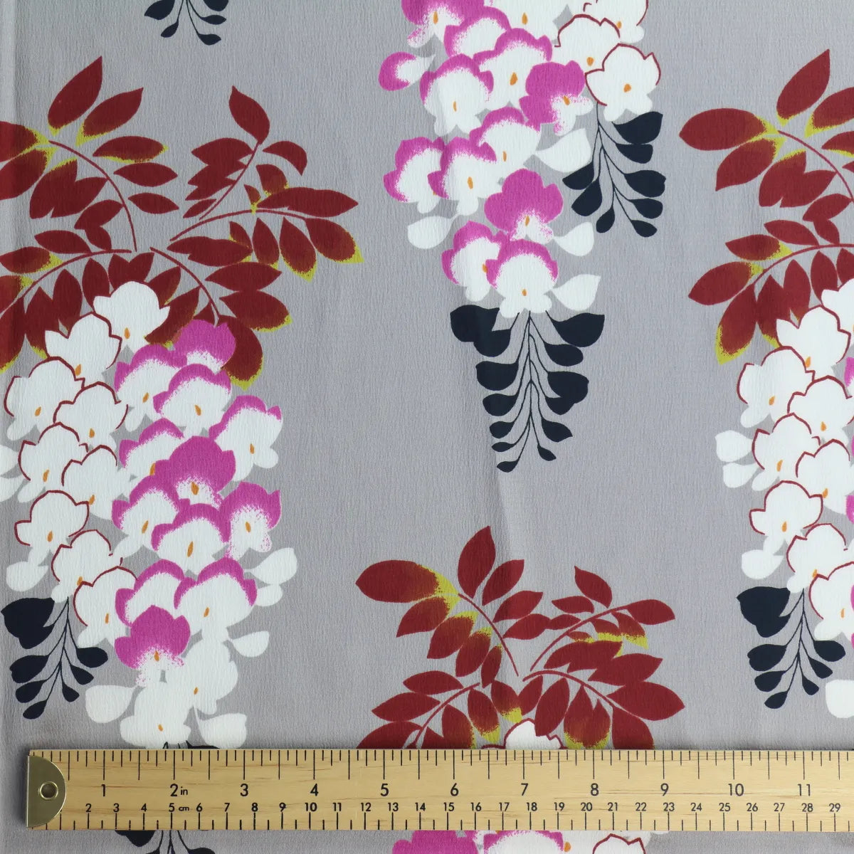 Silver Floral Polyester Crepe De Chine from LifeCraft Studio