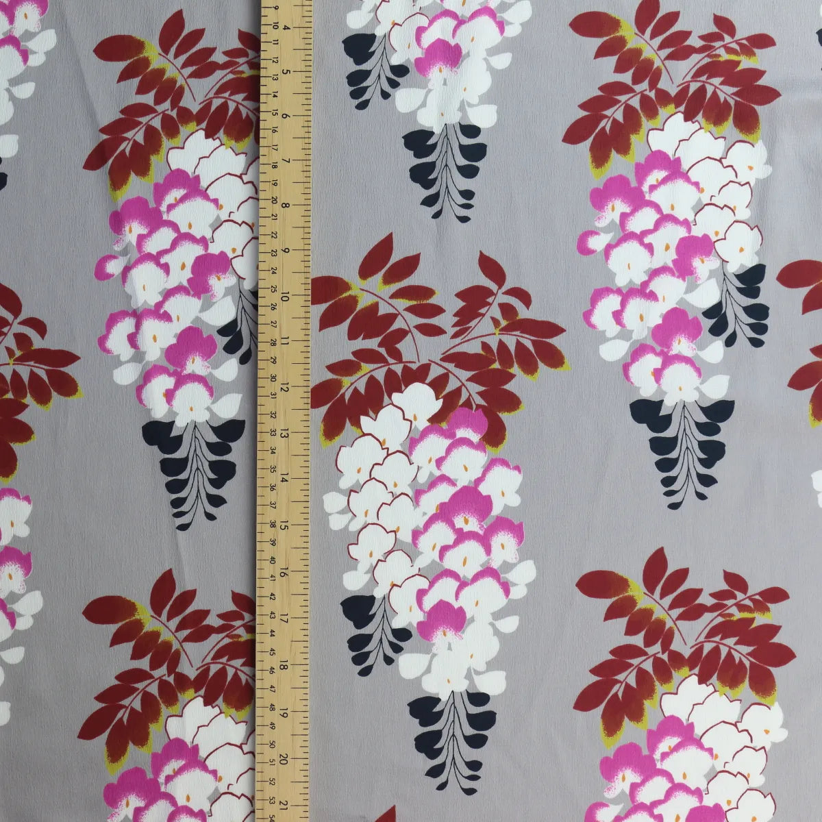 Silver Floral Polyester Crepe De Chine from LifeCraft Studio