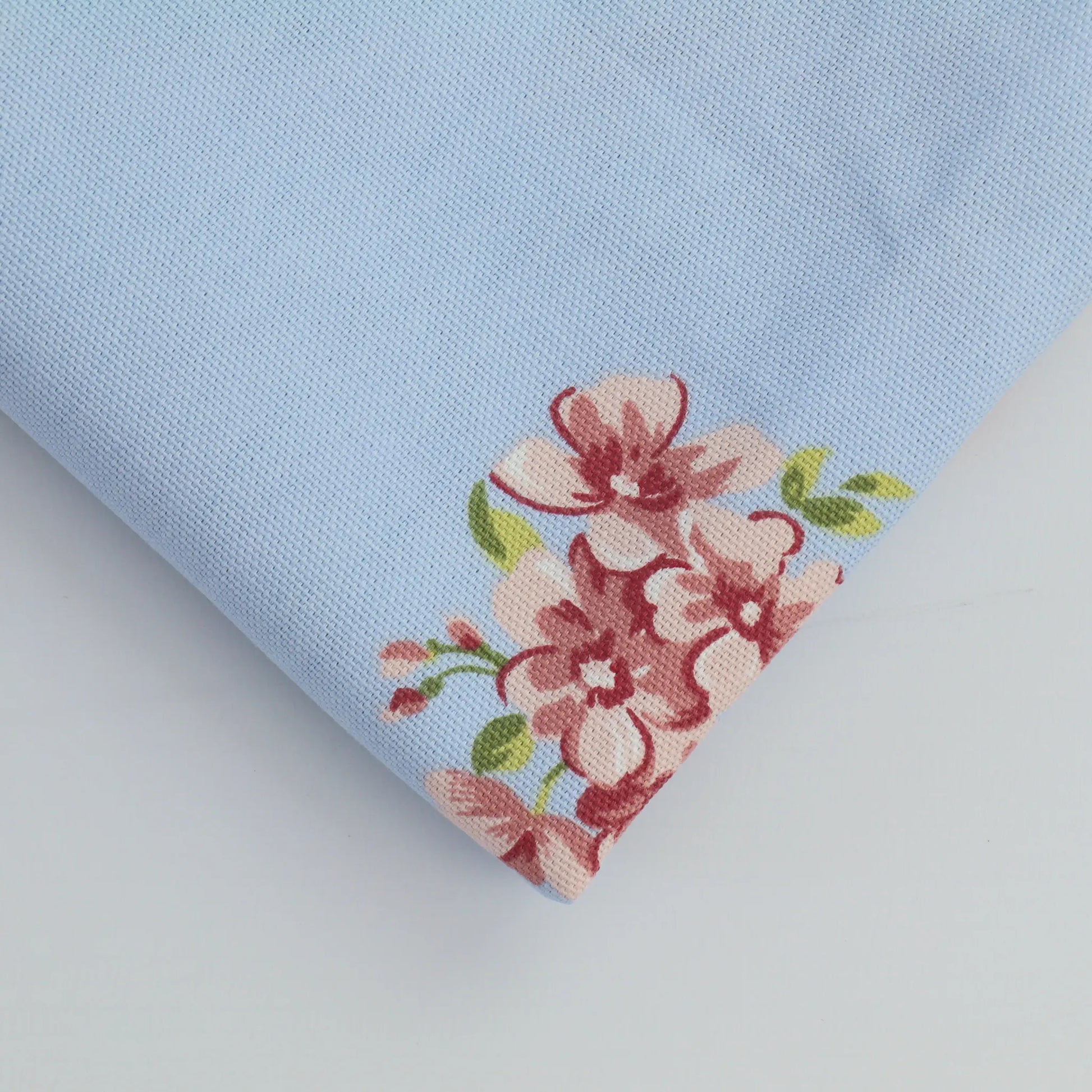 blue-floral-home-decor-cotton-remnants – close-up showing weave and surface detail