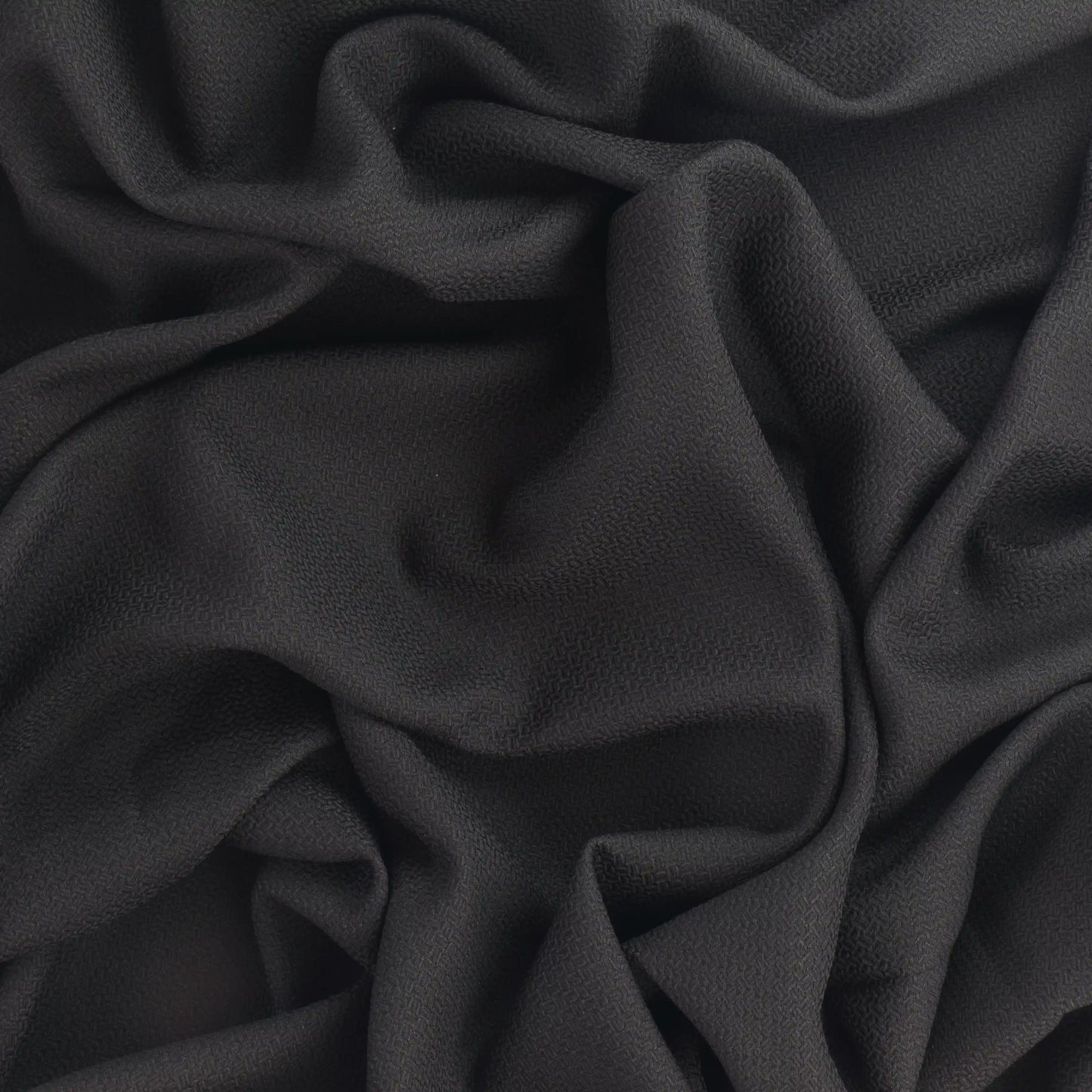 black-basket-weave-textured-polyester-suiting-fabric – full product view