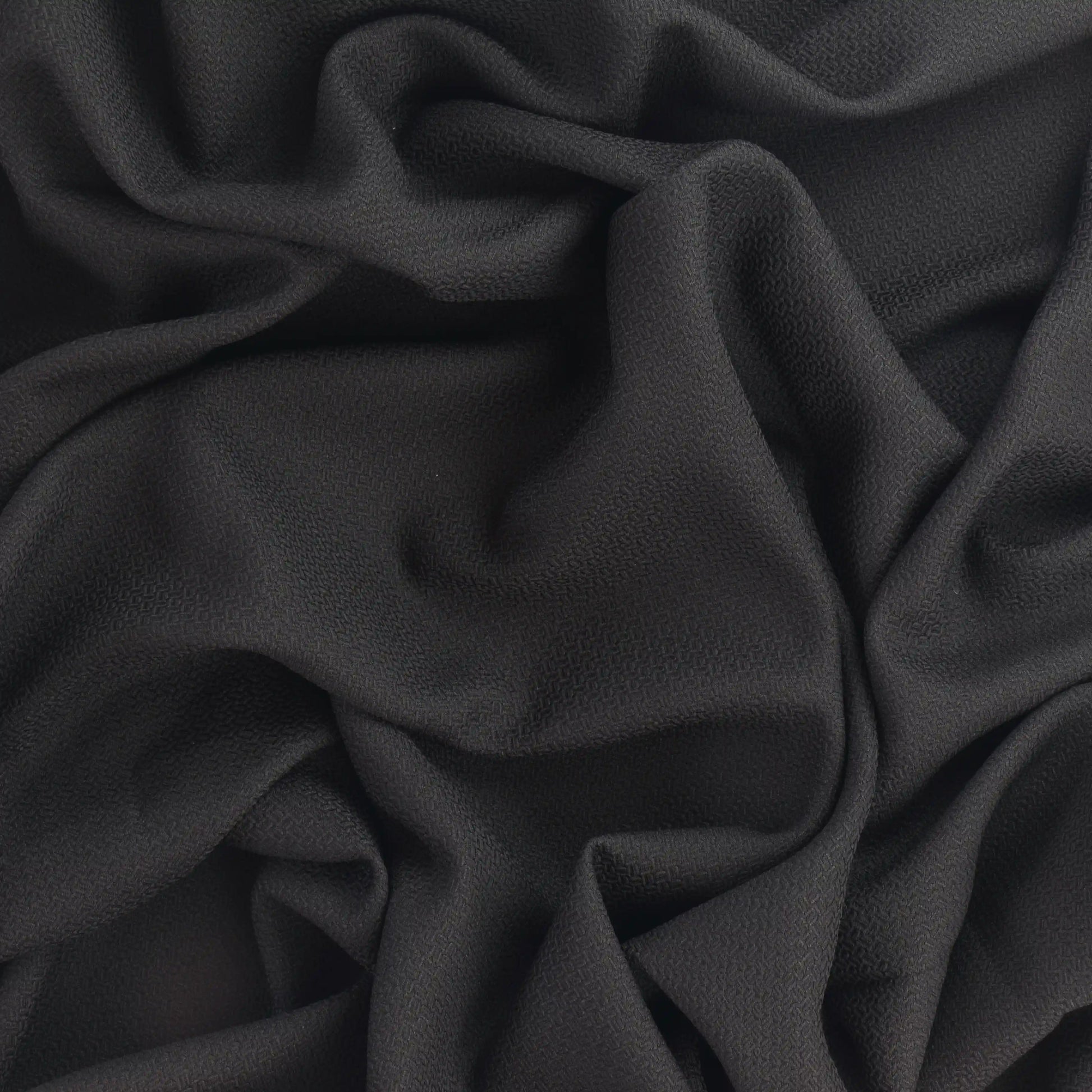 black-basket-weave-textured-polyester-suiting-fabric – full product view