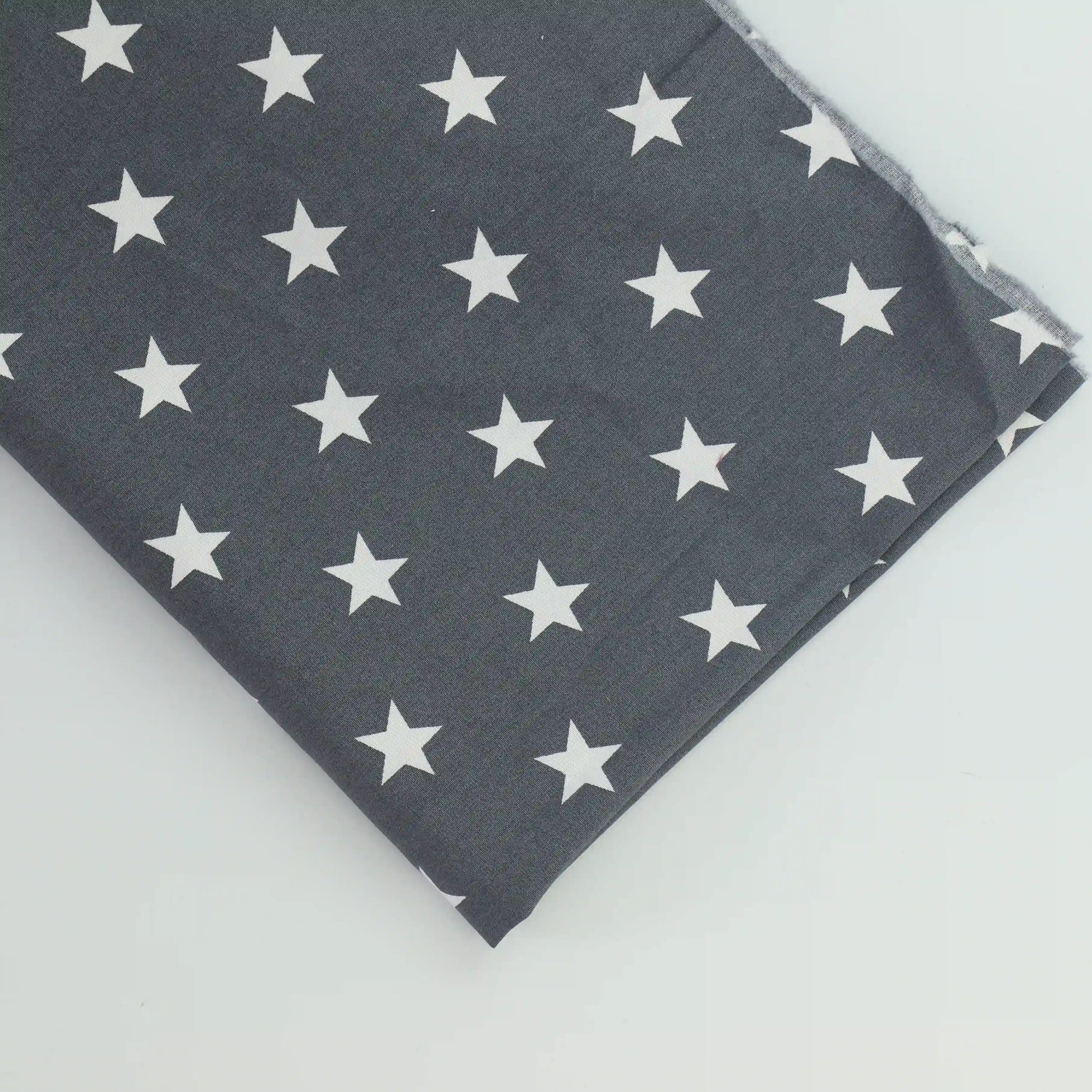gray-&-white-star-print-cotton – close-up showing weave and surface detail