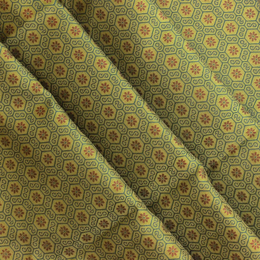 green-gold-geometric-brocade-fabric – full product view