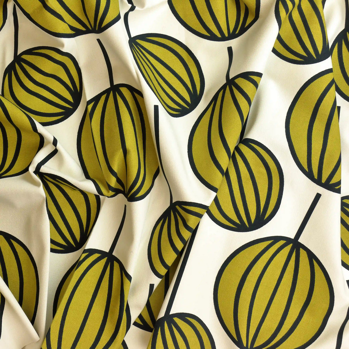 white,-black-&-green-berry-pring-ikea-home-decor-fabric – close-up of colour, pattern and texture
