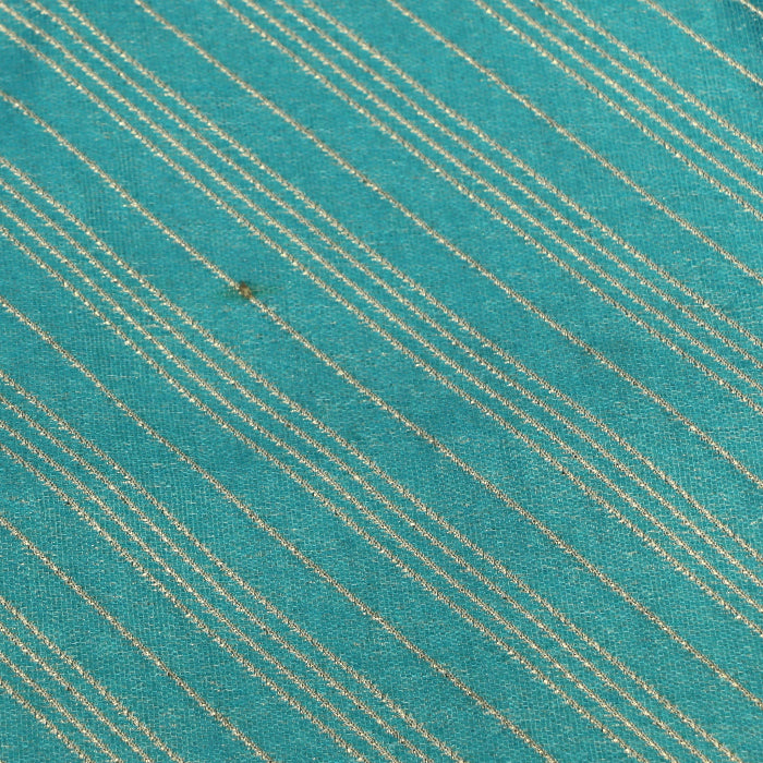 Turquoise & gold striped jacquard fabric detail