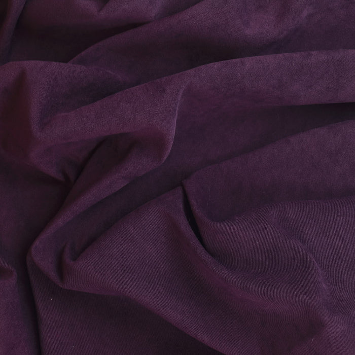 Plum Polyester Velveteen Fabric showing drape