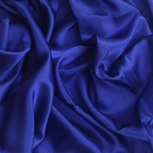 Royal Blue Polyester Satin Fabric showing drape