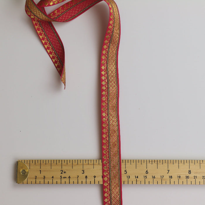 Pink & Gold Metallic Jacquard Ribbon detail