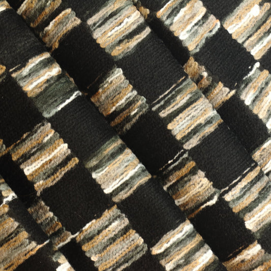 Black Checquered Wool Mix Coating