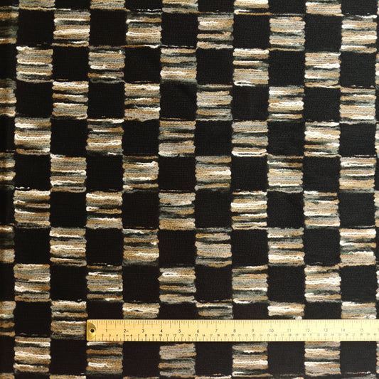 Black Checquered Wool Mix Coating