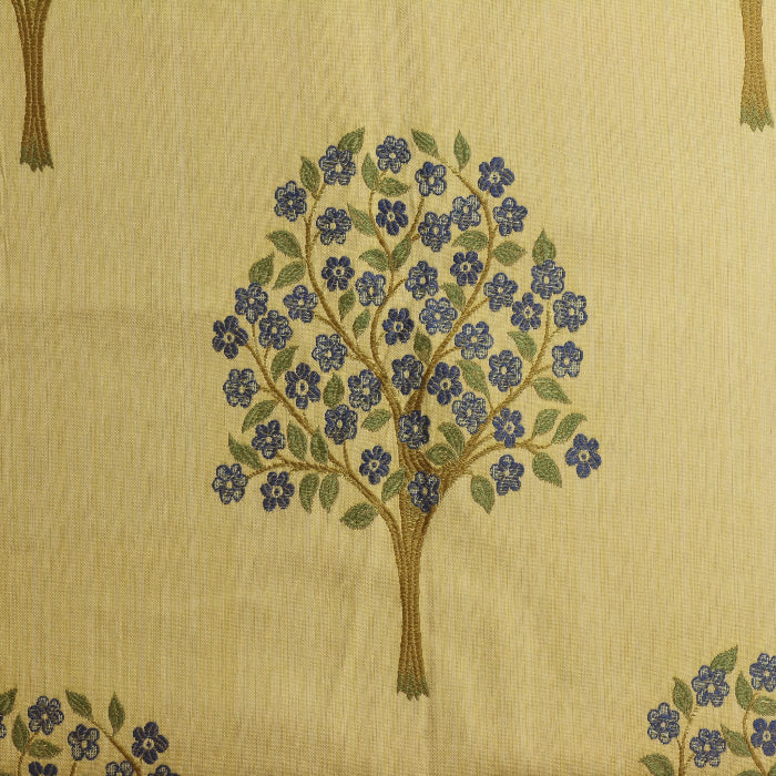 Gold tree print home décor jacquard fabric detail