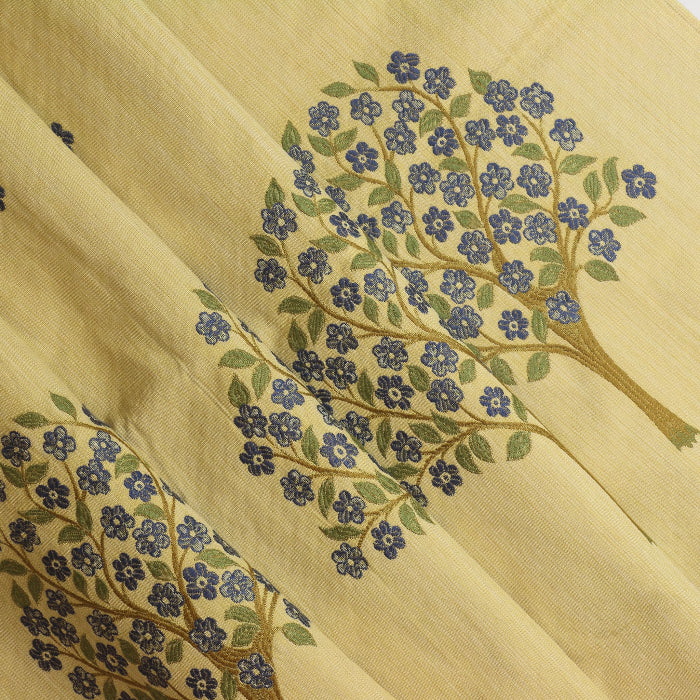 Gold tree print home décor jacquard fabric folded