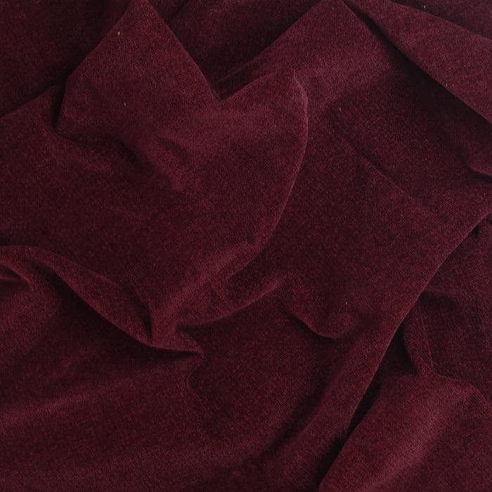 Burgundy chenille home décor fabric showing drape