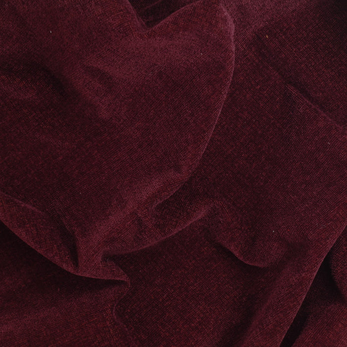 Burgundy chenille home décor fabric showing drape
