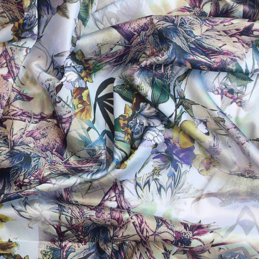 Botanical Digital Print Polyester Satin
