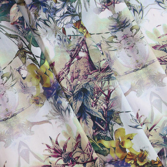 Botanical Digital Print Polyester Satin