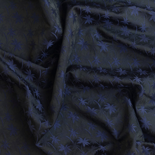 Navy & Black Palm Print Jacquard