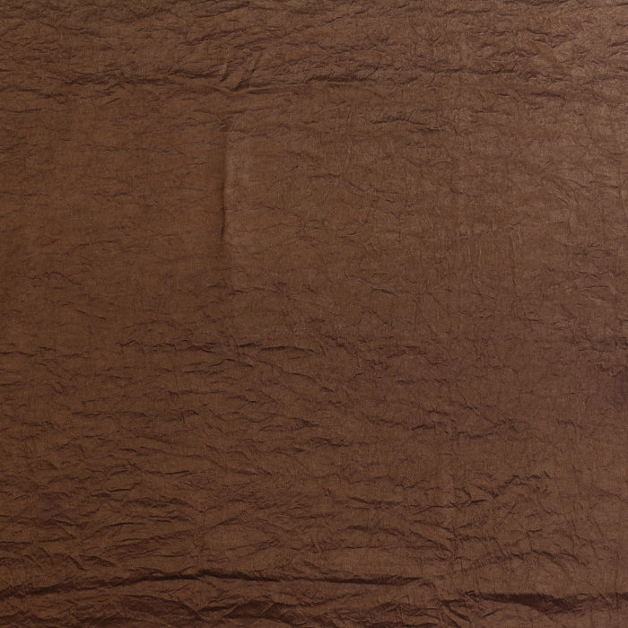 Brown faux silk crushed dupion fabric remnant laid flat