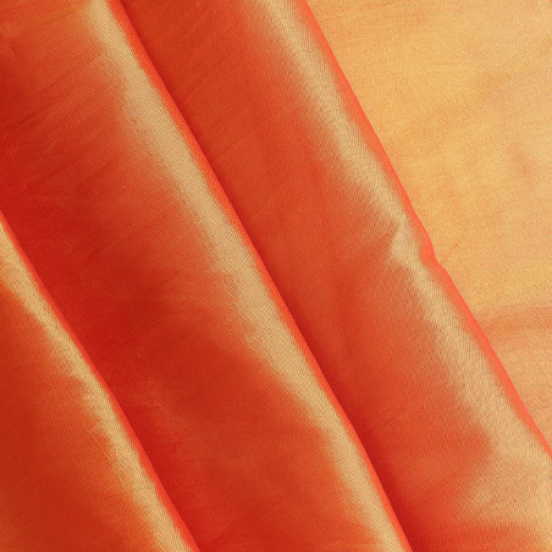 Orange gold faux silk shantung fabric folded
