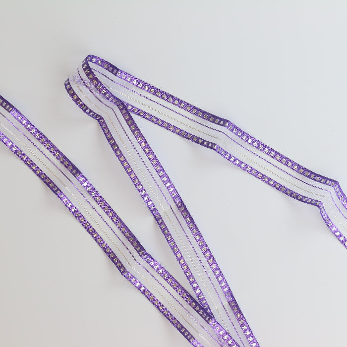 Purple & Silver Patterned Ribbon