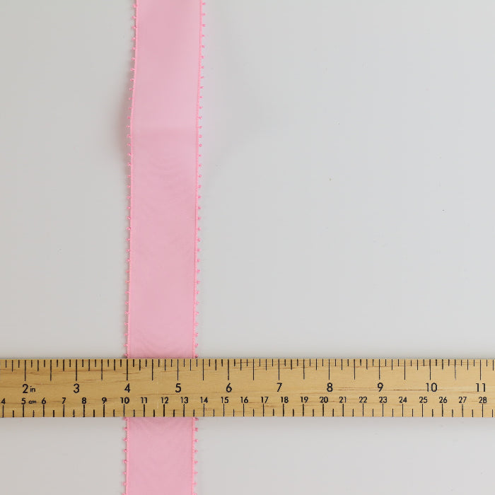 Pink Picot Edge Organza Ribbon detail